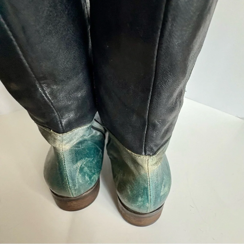 Vladì Boots Handmade in Venice Italy Rare Blue Black & Green Sz EU 38 US 7.5